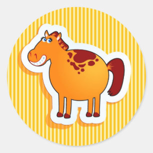 Sticker Rond Drôle cheval