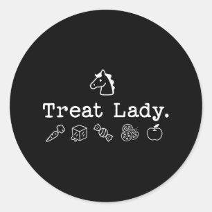 Sticker Rond Drôle Cheval Treat Lady - Cheval Maman Heures éque