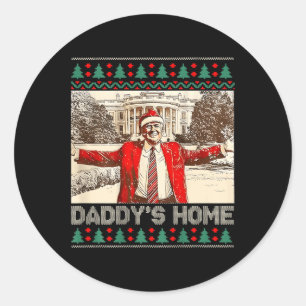 Sticker Rond Drôle chez papa Trump mauvais Noël Noël Noël Noël
