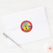 Sticker Rond Drôle Chien HUH ! fête d'anniversaire ! (Enveloppe)