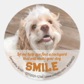 Sticker Rond Drôle Chien Immobilier Pop By (Devant)