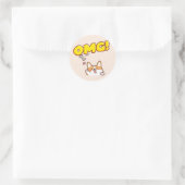 Sticker Rond Drôle chien OMG (Sac)