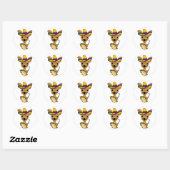 Sticker Rond Drôle Chihuahua mangeant Taco Cartoon (Feuille)