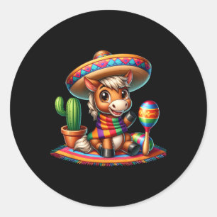 Sticker Rond Drôle Cinco De Mayo Amateurs de chevaux Rider Ridi