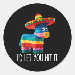 Sticker Rond Drôle Cinco De Mayo Drôle Pinata Sombrero Hommes C