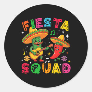 Sticker Rond Drôle Cinco De Mayo Fiesta Squad Mexicain Correspo