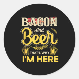 Sticker Rond Drôle Citation Petit Déjeuner Bacon Et Bière C'Est
