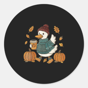 Sticker Rond Drôle Citrouille d'oie Thanksgiving Automne Yall