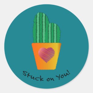 Sticker Rond Drôle Coincé Sur Vous Cactus