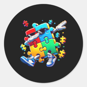 Sticker Rond Drôle Cool Dabbing Puzzle Sensibilisation sur l'au