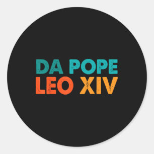 Sticker Rond Drôle Cool Retro Da Pope Tee Nouveau Pape Leo Xiv 