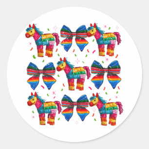 Sticker Rond Drôle Coquette Mexicaine Bow Pinata Cinco De Mayo