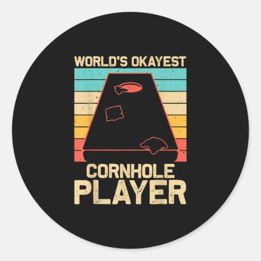 Sticker Rond Drôle Cornhole Gift Bean Bag Joueurs de jeu (Devant)