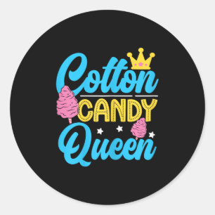 Sticker Rond Drôle Coton Candy Queen Citation Femmes Filles Fla