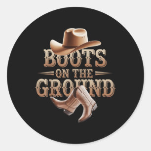 Sticker Rond Drôle Cowgirl Bottes Bling Femmes mignonne Amour P