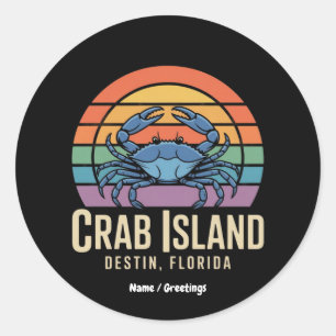 Sticker Rond Drôle Crabe Drôle Destin Île Destin FL Cool