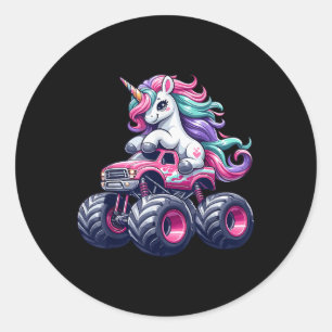 Sticker Rond Drôle Cute Unicorn À L'Épreuve Un Monstre Rose Cam