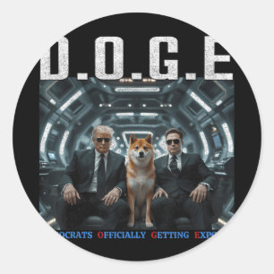 Sticker Rond Drôle D.o.g.e Démocrates Doge Officiellement Se Dé