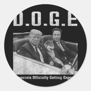 Sticker Rond Drôle D.o.g.e Démocrates Doge Officiellement Se Dé