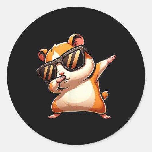 Sticker Rond Drôle Dab Animal Dancing Dabbing Hamster meme (Devant)