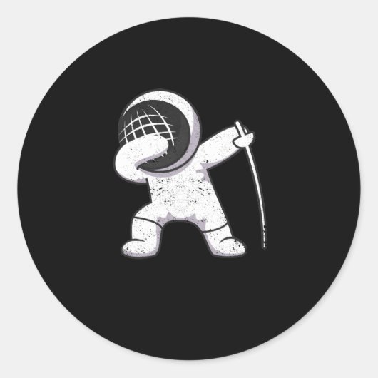 Sticker Rond Drôle dabbing clôture sport fencer de danse fencer (Devant)