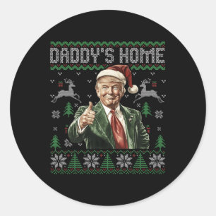 Sticker Rond Drôle Daddy's Home Trump laide pull de Noël Xm