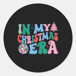Sticker Rond Drôle dans mon époque de Noël Famille de Noël Matc