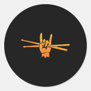 Sticker Rond Drôle d'art de batteur pour hommes femmes enfants