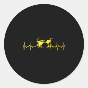 Sticker Rond Drôle d'art de batteur pour hommes femmes enfants