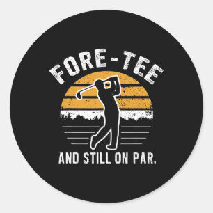 Sticker Rond Drôle de 40e anniversaire de golf avant-tee et tou