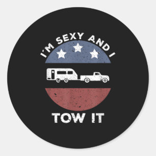 Sticker Rond Drôle de camping Rv Im Y et je le remorque _1