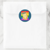 Sticker Rond Drôle de chat LGBT Gay Rainbow Pride (Sac)