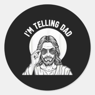 Sticker Rond Drôle de chrétien je dis à papa béni & Humour