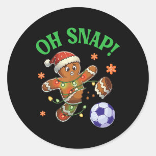 Sticker Rond Drôle de cookie de Noël de football en pain d'épic
