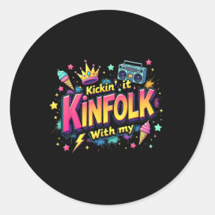 Sticker Rond Drôle de délire avec ma réunion de famille de pare