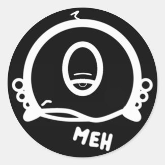 Sticker Rond Drôle de dessin animé borgne « Meh »