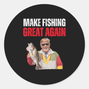 Sticker Rond Drôle de Donald Trump Faire Pêche Grande Encore Pê
