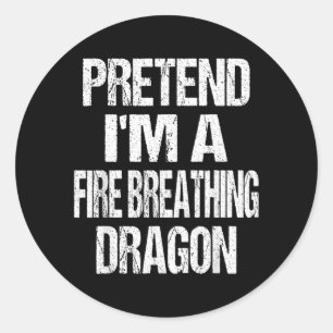 Sticker Rond Drôle de dragon cracheur de feu Halloween