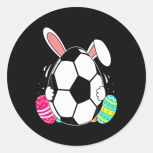 Sticker Rond Drôle de football Ll avec des oreilles de lapin jo