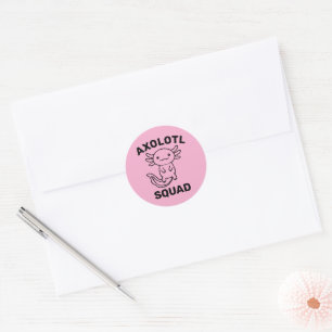 Sticker Rond Drôle de groupe de jolis Axolotls fête modifiable 