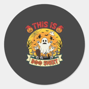 Sticker Rond Drôle de Halloween Boo Sheet Fantôme Cimetière