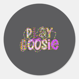 Sticker Rond Drôle de jeu de Mardi Gras Boosie Perles Nouveau-O