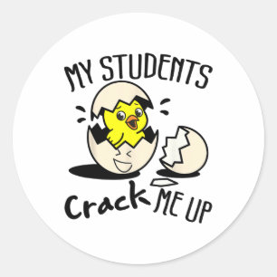Sticker Rond Drôle de jour de Pâques Œuf Poussin Enseignant Mes