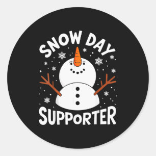 Sticker Rond Drôle de journée de neige Supporter Flocon de Noël