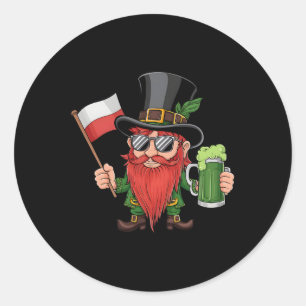 Sticker Rond Drôle de la Saint-Patrick Polonaise Fête de la Pol