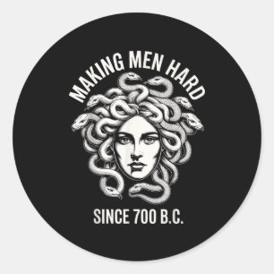 Sticker Rond Drôle de Méduse faisant bander les hommes Mythe gr