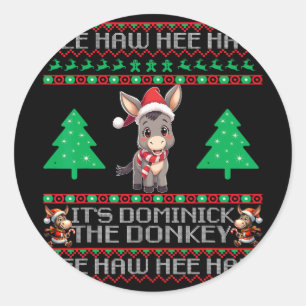 Sticker Rond Drôle de Noël Ane de Noël italien Dominick