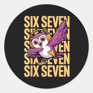 Sticker Rond Drôle de Noël Cool Hibou Dabbing Xmas Dab Six Sept