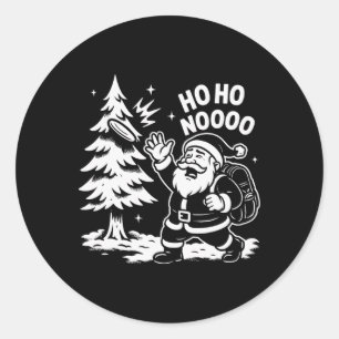 Sticker Rond Drôle de Noël Santa Disc Golf Ho Ho Noooo Vacances