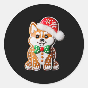 Sticker Rond Drôle de pain d'épice Sibérien Husky Chien Noël Fe